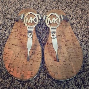 Michael Kors Silver Cork Sandals